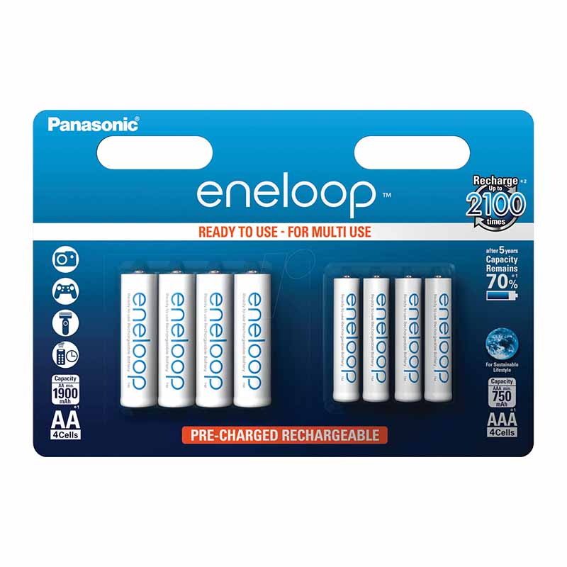 Eneloop Set 4xR6/AA 1900mAh + 4x R03/AAA 750mAh BK-KJMCCE44E Panasonic image