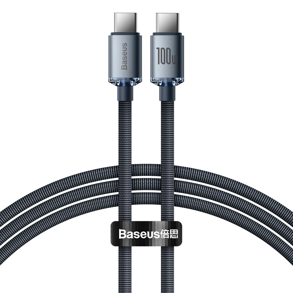 Braided Cable USB 2.0 USB-C male - USB-C male 1.2m Baseus Crystal Shine Black CAJY000601 image