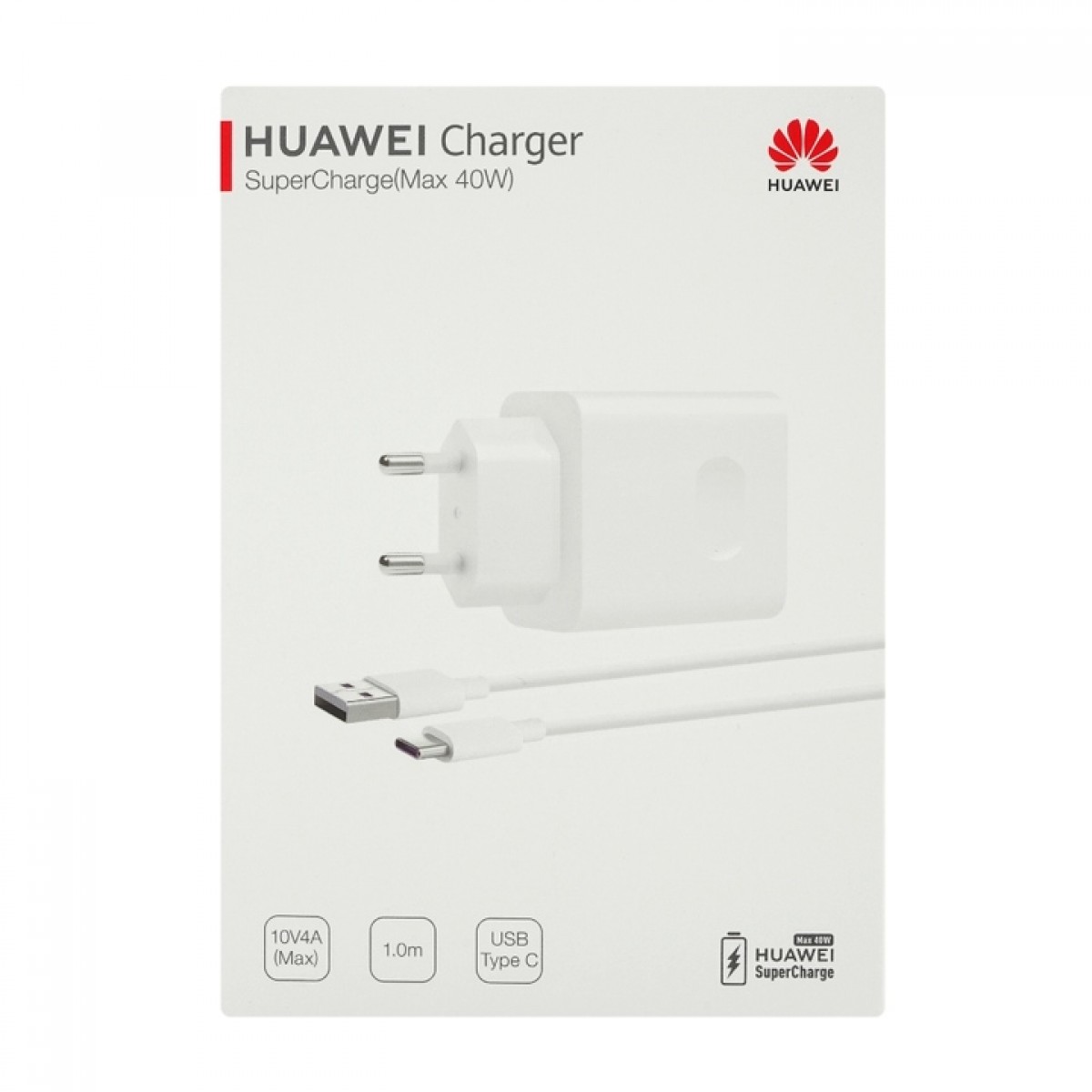 Γνήσιος Ταχυφορτιστής+ΚΑΛΩΔΙΟ TYPE C 1m Huawei 55030369 HW-100400E00 2A-4A White CP84 Blister image