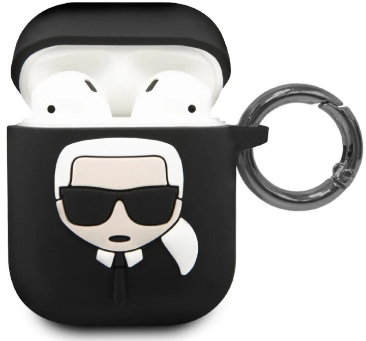Silicone Case Ikonik Μαύρο (Apple AirPods) Karl Lagerfeld KLACCSILKHBK image