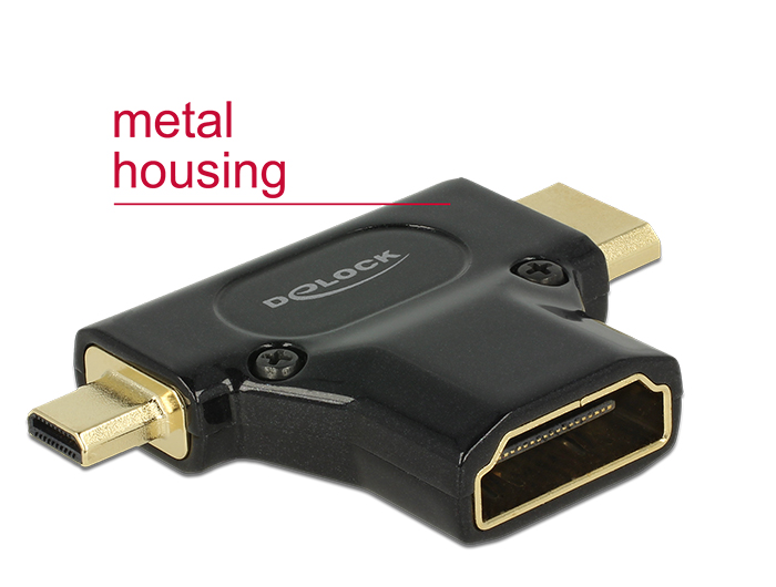 Αντάπτορας micro HDMI / Mini HDMI male to HDMI female Delock 65666 image
