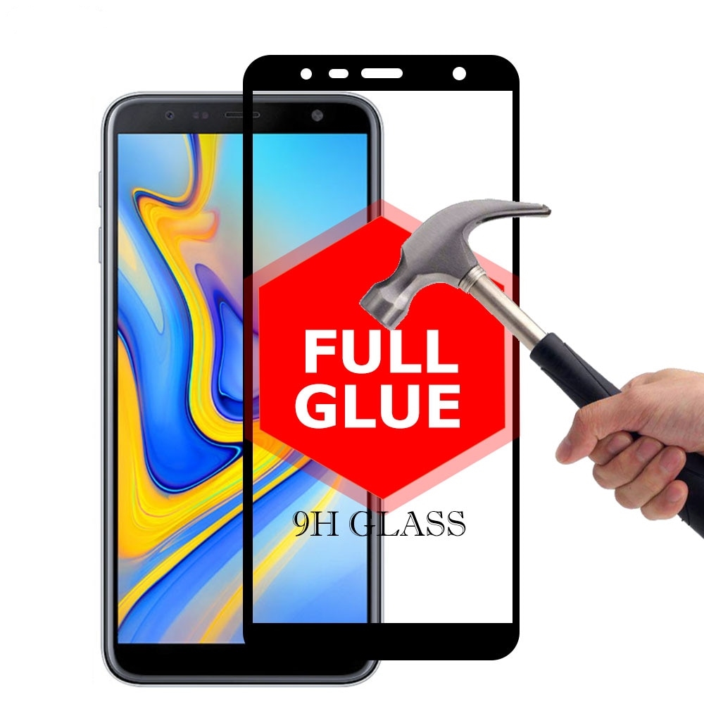 Samsung Galaxy J6 Plus 2018 BLACK Tempered Glass 9H Full Cover Full Glue 5D image