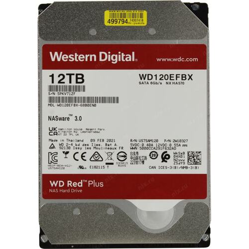 HDD Western Digital Red Plus NAS 3.5" 12TB 256mb WD120EFBX image