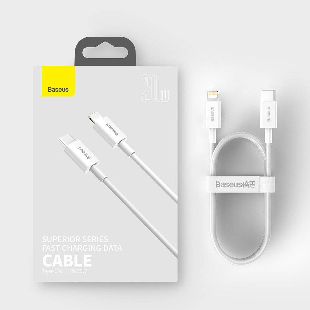 Καλώδιο Φόρτισης USB-C to Lightning 20W 1m Λευκό Baseus Superior Series CATLYS-A02 image