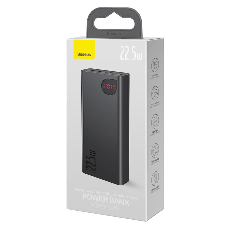 Power Bank 20000mAh 22.5W με 2 Θύρες USB-A και Θύρα USB-C Quick Charge 3.0 Baseus Adaman PPAD070101 image