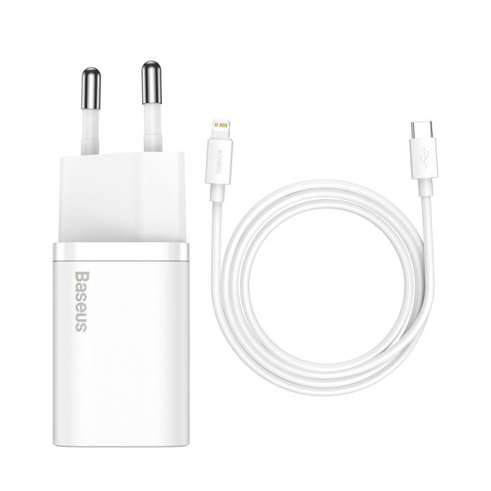 Baseus Φορτιστής με Θύρα USB-C και Καλώδιο Lightning 20W Power Λευκός (Super Si) TZCCSUP-B02 image