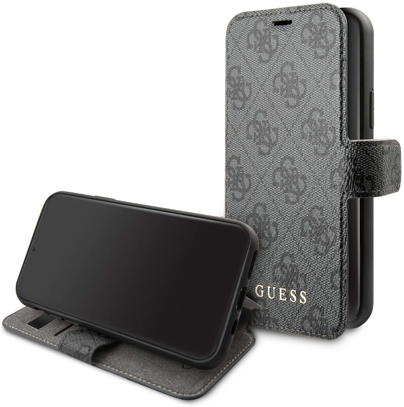 Γνήσια Θήκη Guess Book Case 4G Charms iPhone 12 Pro Max Grey