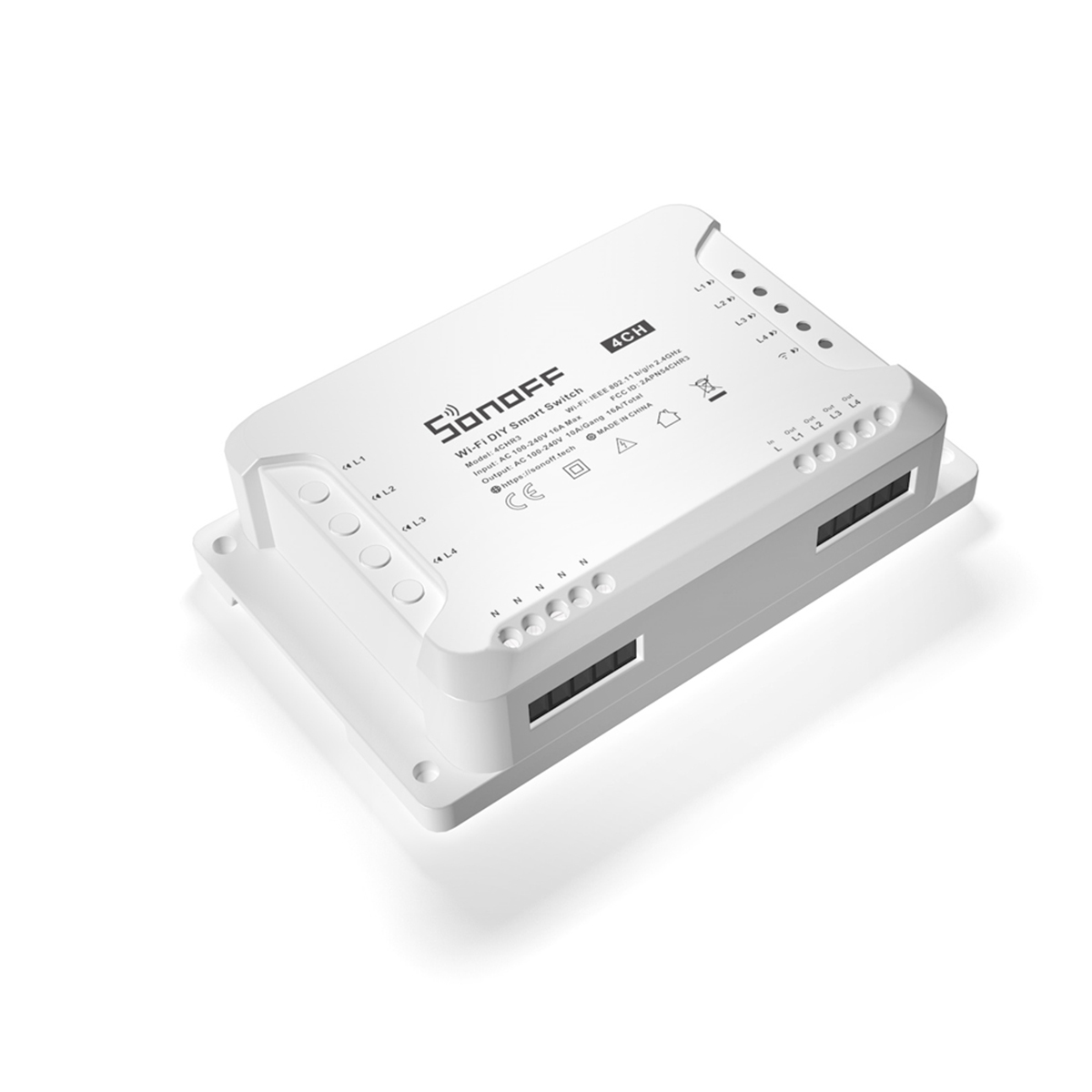 Ενδιάμεσος Διακόπτης 4CH R3  με Wi-Fi σε Λευκό Χρώμα Sonoff  80010 image