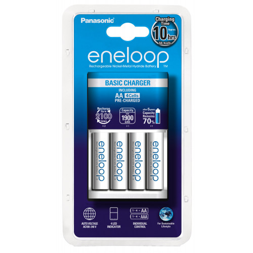 Panasonic Eneloop Basic BQ-CC51 Φορτιστής 4 Μπαταριών Ni-MH Μεγέθους AA/AAA Σετ με 4x AA 1900mAh  image