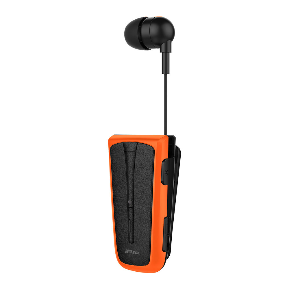 Bluetooth Headset iPro RH219s Restractable με δόνηση Μαύρο-Πορτοκαλί image