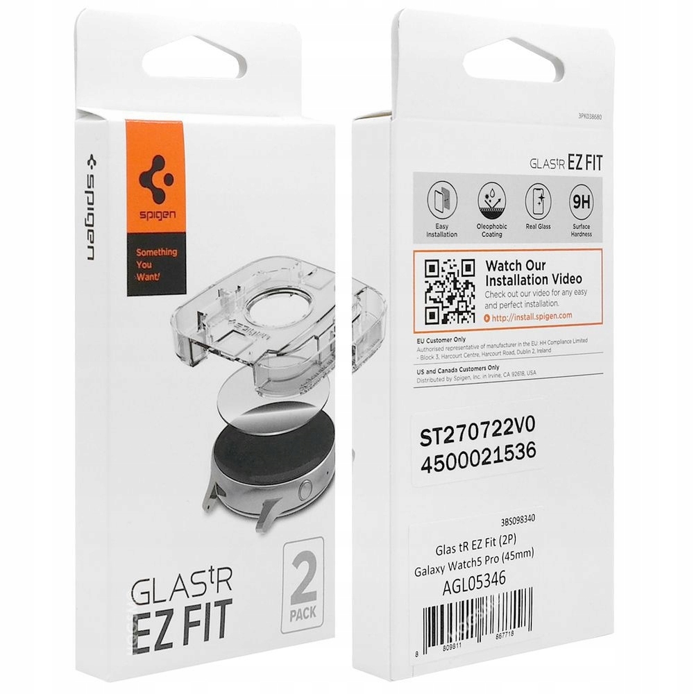 Tempered Glass x2 Glas.tR EZ Fit Spigen 9H Samsung Galaxy Watch 5 Pro 45mm AGL05346 image