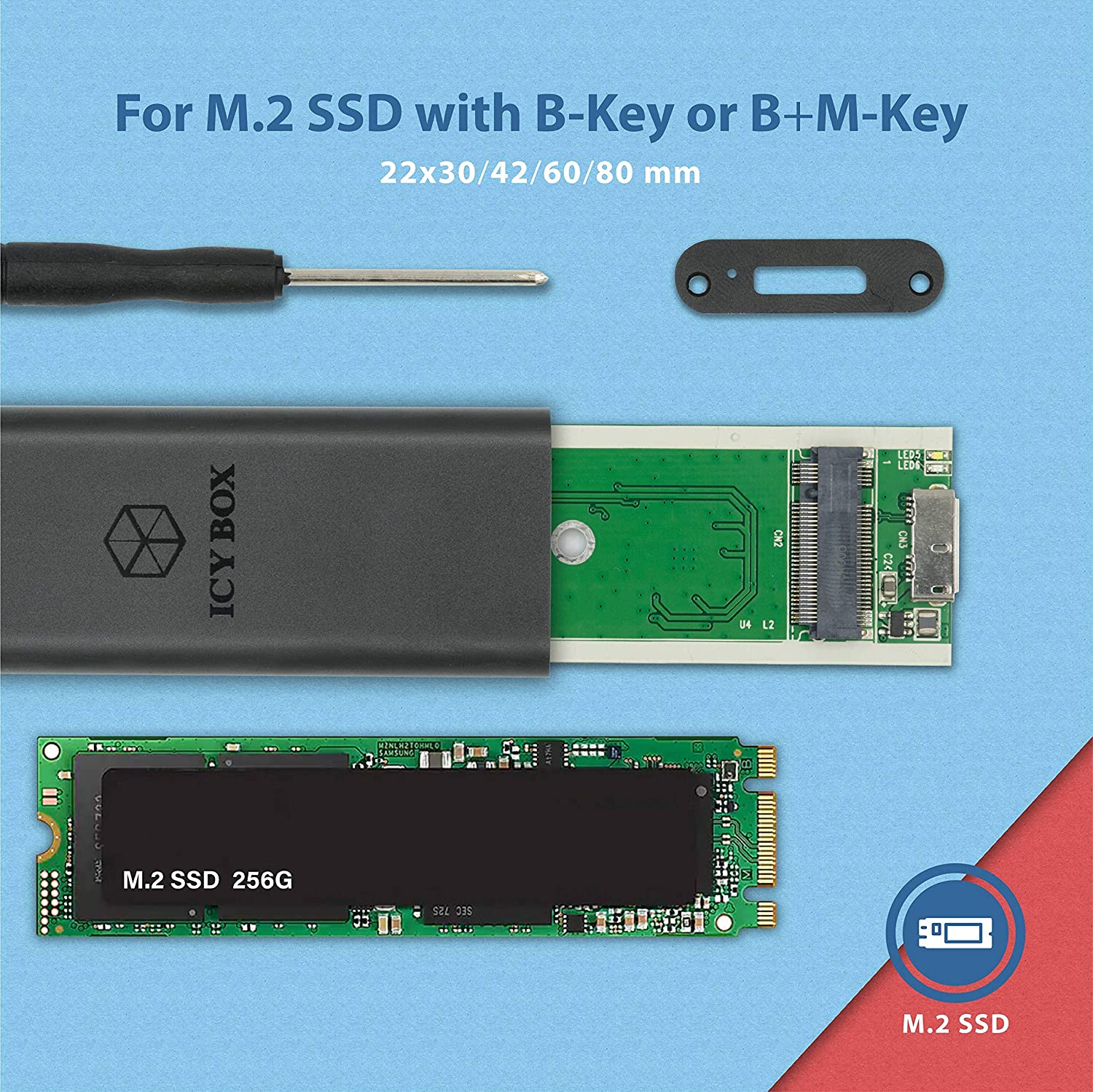 Εξωτερικό κουτί σκληρού δίσκου Icy Box M.2 (B-Key) USB 3.0 IB-183M2 image