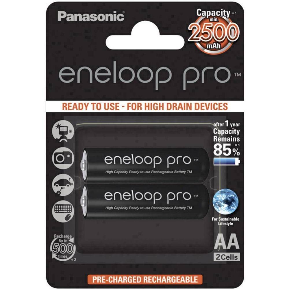 Eneloop Pro 2x HR6/AA Ni-MH 2500mAh BK-3HCDE/2BE Panasonic image