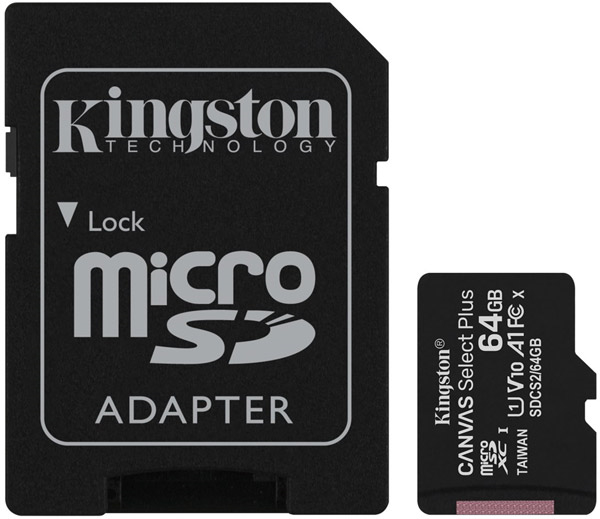 MicroSD 64GB Kingston Canvas Select Plus With Adapter Class 10 SDCS2/64GB image