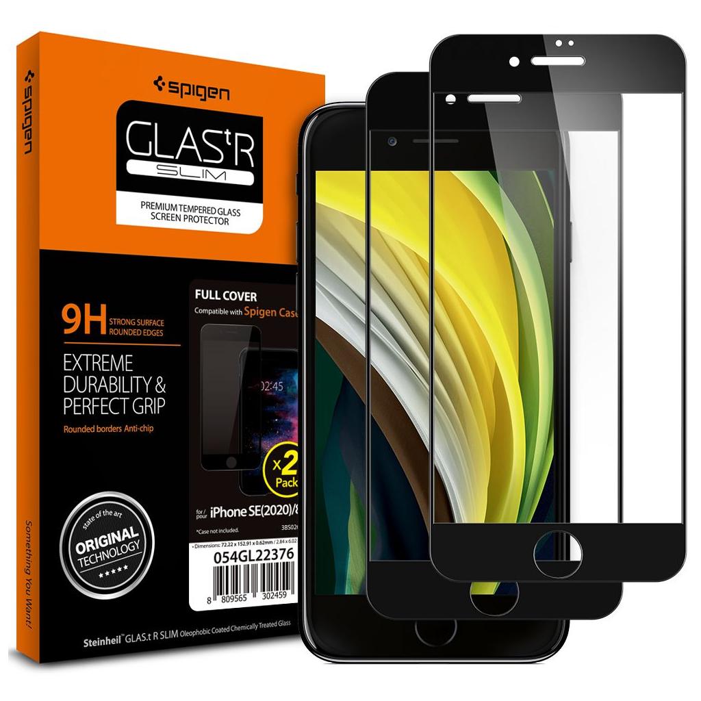 Tempered Glass Glas.tR Full Face Spigen 9H Black iPhone SE 2020/8/7 AGL01315 image