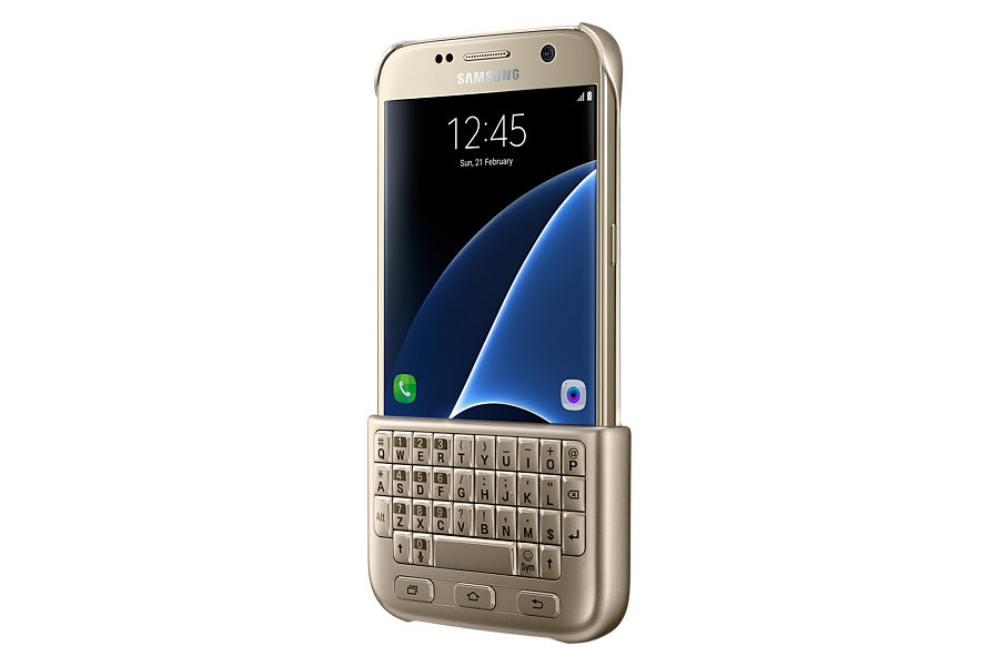 Original Keyboard Cover (Θήκη Με Πληκτρολόγιο QWERTZ) For Galaxy Samsung Galaxy S7 EJ-CG930 Gold image
