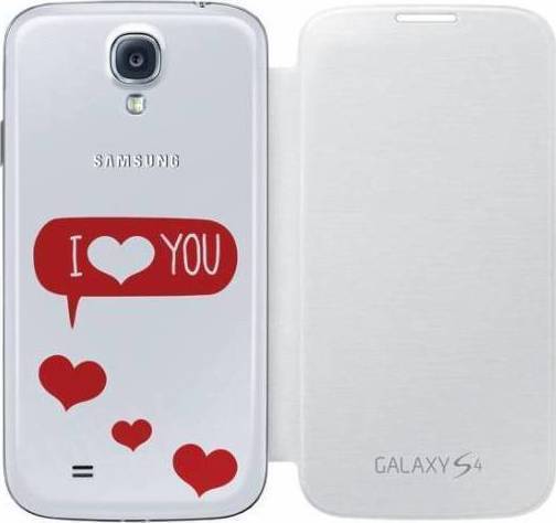 Samsung Galaxy S4 Flip Cover White I LOVE Original EF-FI950BWE image