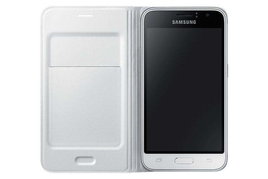 Samsung Galaxy J1 2016 Flip Wallet J120 White Original EF-WJ120BWE Blister image