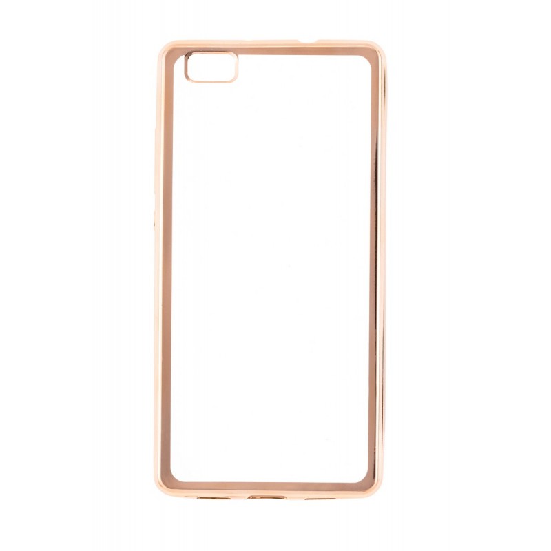 Huawei P8 Lite Ultra Slim Electro Silicone Case Transparent With Gold image
