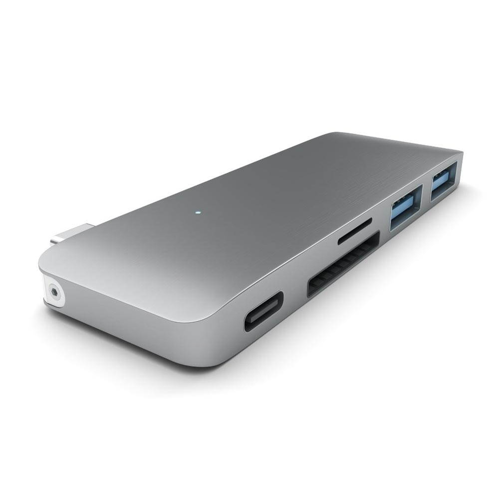 USB Passthrough Hub Type C For Macbook Satechi Aluminium Space Gray ST-TCUPM image