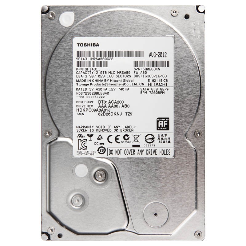 HDD Toshiba 3.5" 2TB 7200, 64MB, SATA 3 DT01ACA200 image