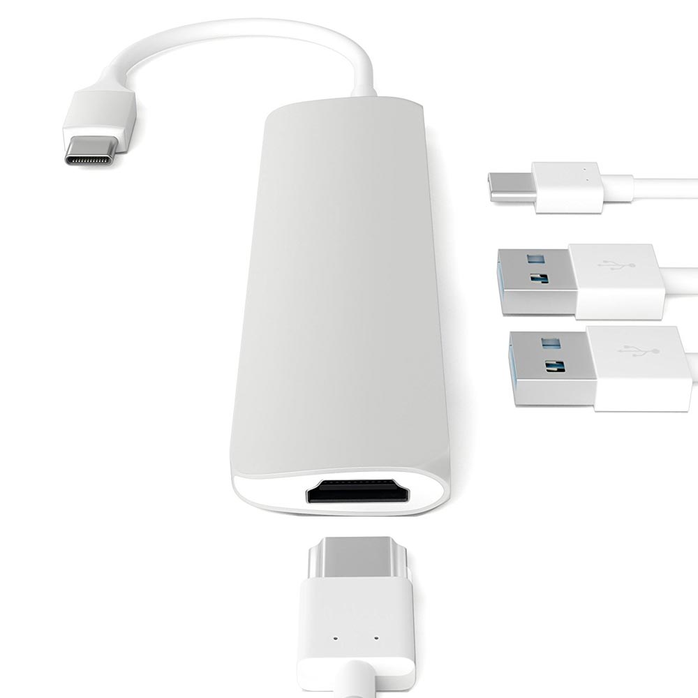 USB Hub Type C Adapter For Macbook Satechi Aluminium Silver ST-CMAS image