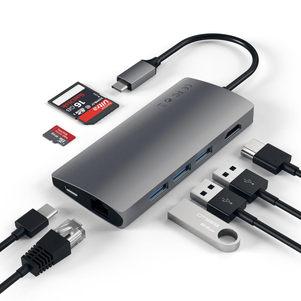 USB C Aluminum Multiport V2 Adapter 4K For Macbook Space Gray ST-TCMA2M image