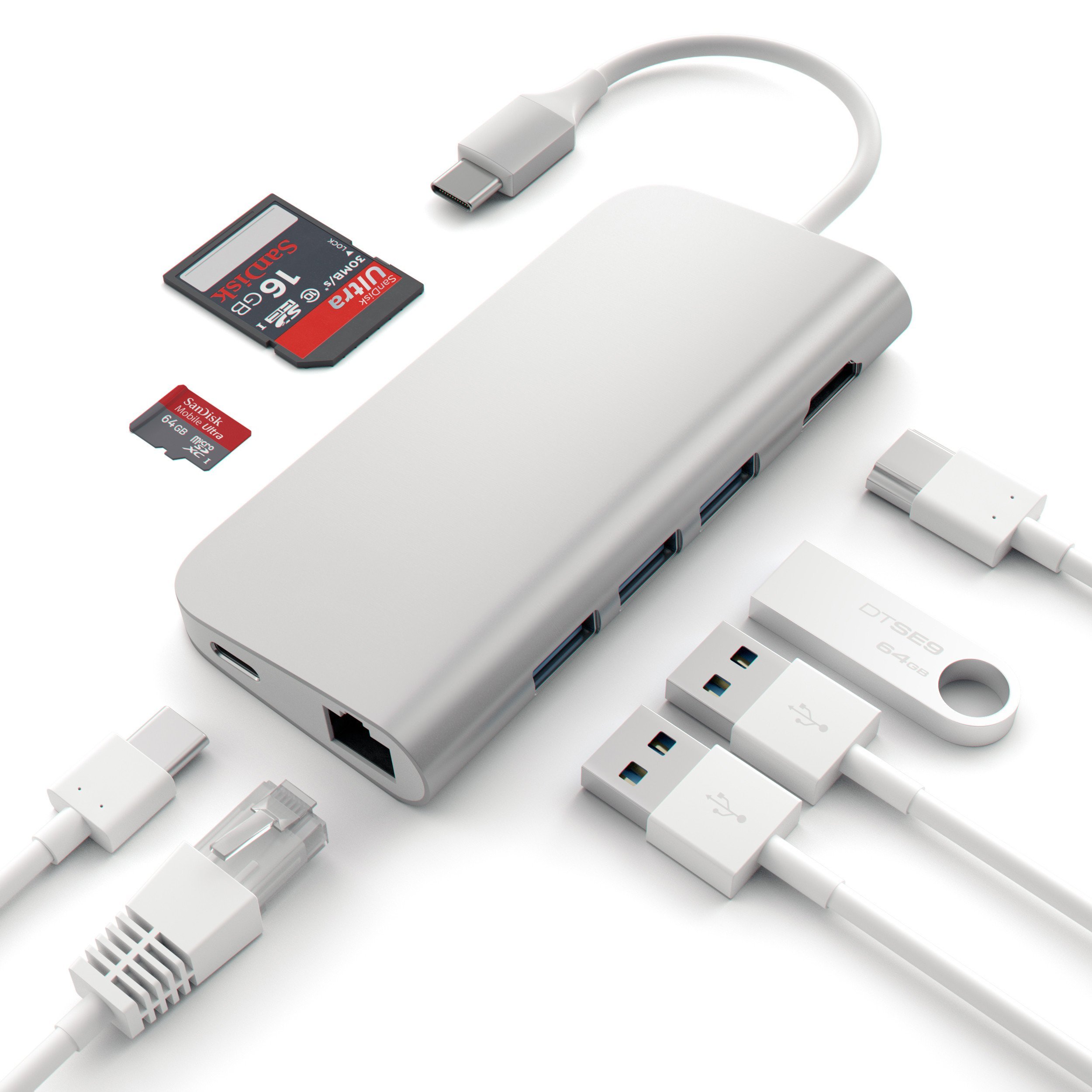 USB C Aluminum Multiport V2 Adapter 4K For Macbook Silver ST-TCMA2S image