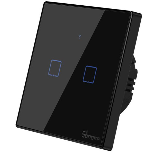  TX T3 Χωνευτός Διακόπτης Τοίχου Wi-Fi για Έλεγχο Φωτισμού με Πλαίσιο Αφής Φωτιζόμενος Μαύρος Sonoff image