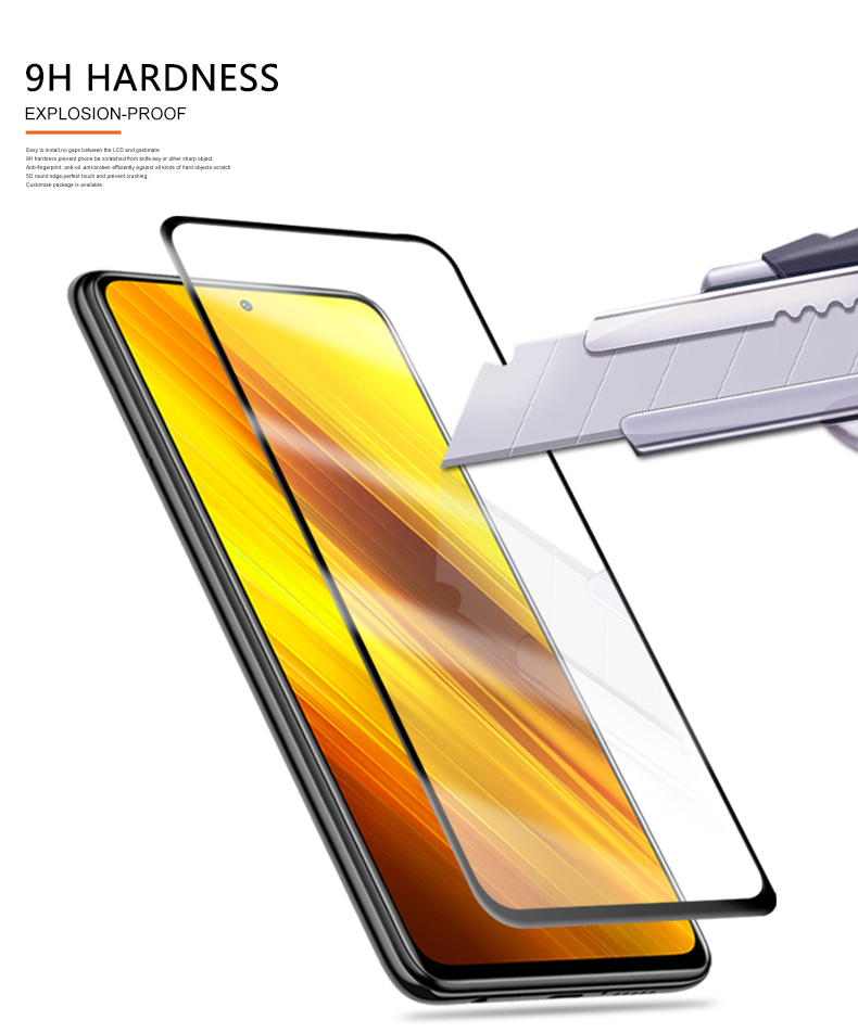 Tempered Glass (Full Cover/Full Glue) 9H 0.3mm Xiaomi Poco X3 NFC Black Mocolo image