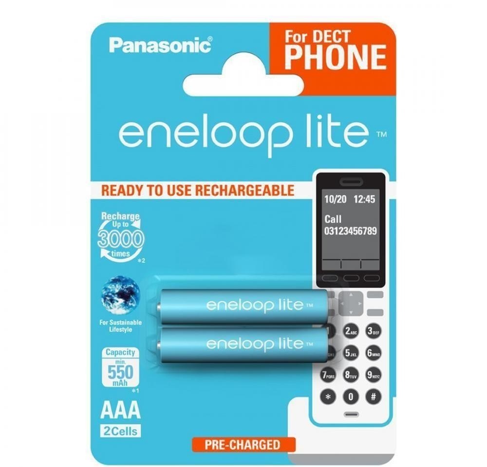 Eneloop Lite DECT PHONE 2x HR03/AAA 550mAh BK-4LCCE/2DE Panasonic image