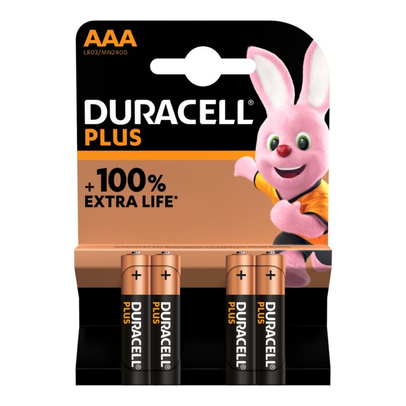 Αλκαλικές Μπαταρίες AAA 1.5V 4τμχ Duracell Plus LR03/MN2400 image