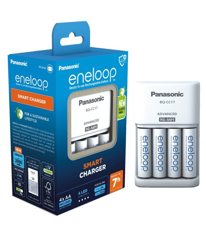 Panasonic Eneloop Advanced BQ-CC17 Φορτιστής 4 Μπαταριών Ni-MH Μεγέθους AA/AAA Σετ με 4x AA 2000mAh image