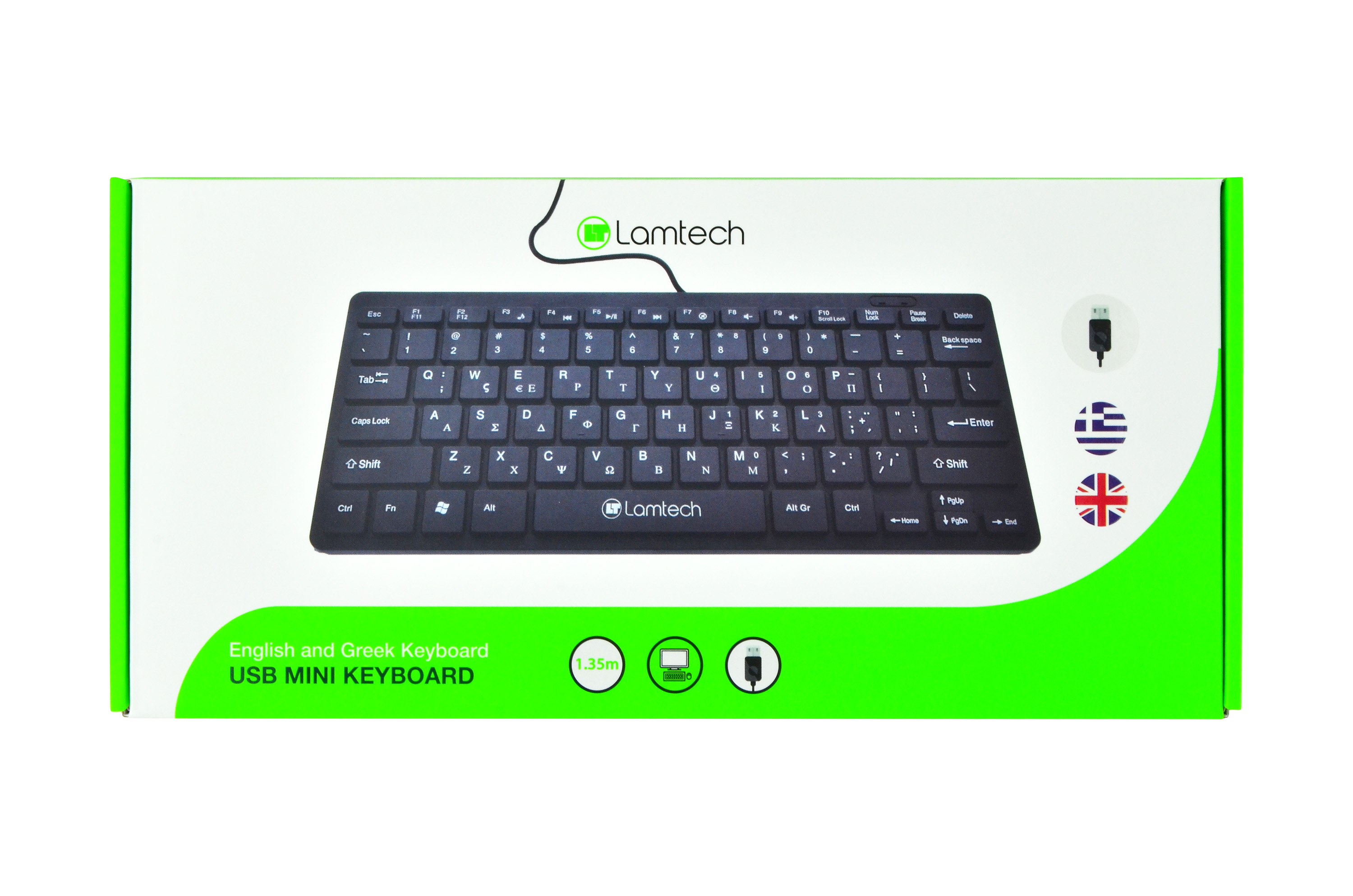 Πληκτρολόγιο Ενσύρματο USB Mini Lamtech GR Layout LAM081710 image