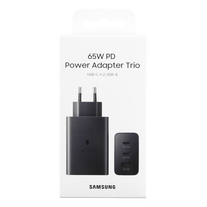 Γνήσιος Φορτιστής Samsung (Μόνο Αντάπτορας) με Θύρα USB-A και 2 Θύρες USB-C 65W (Trio) EP-T6530 image
