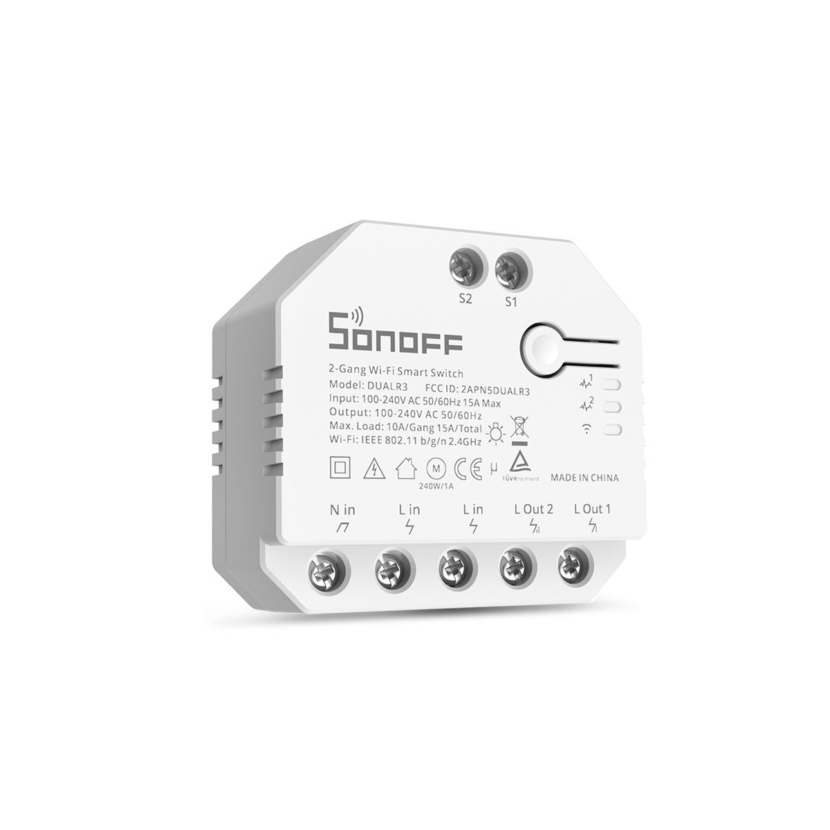 Ενδιάμεσος Διακόπτης DUALR3 Smart Wi-Fi σε Λευκό Χρώμα Sonoff  