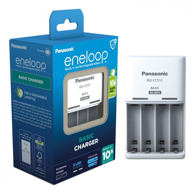 Panasonic Eneloop Basic BQ-CC51 Φορτιστής 4 Μπαταριών Ni-MH Μεγέθους AA/AAA Σετ με 4x AAA 800mAh image