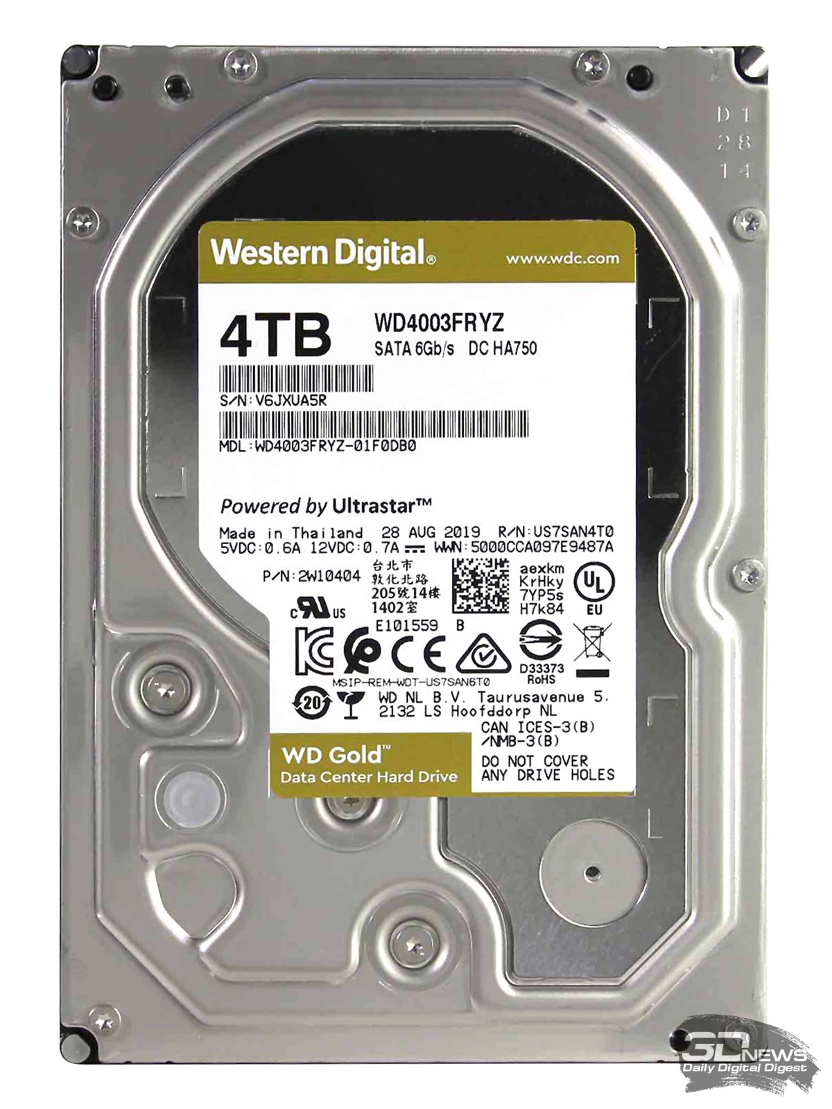 HDD Western Digital GOLD 3.5" 4TB WD4003FRYZ For NAS image