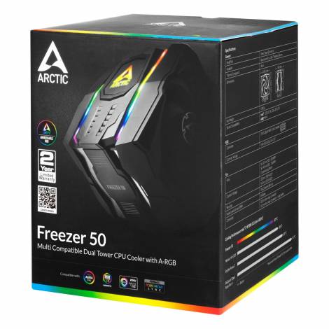 Ψύκτρα CPU Freezer 50 Dual Tower With A-RGB Black ACFRE00065A image