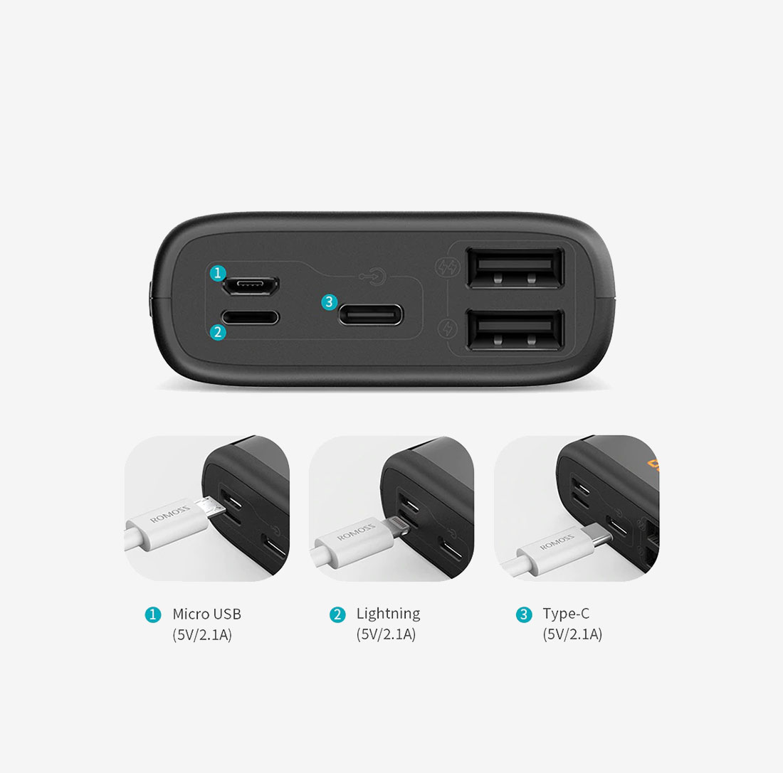 Power Bank Ares 20 Black 20000mAh Dual USB-A Romoss image