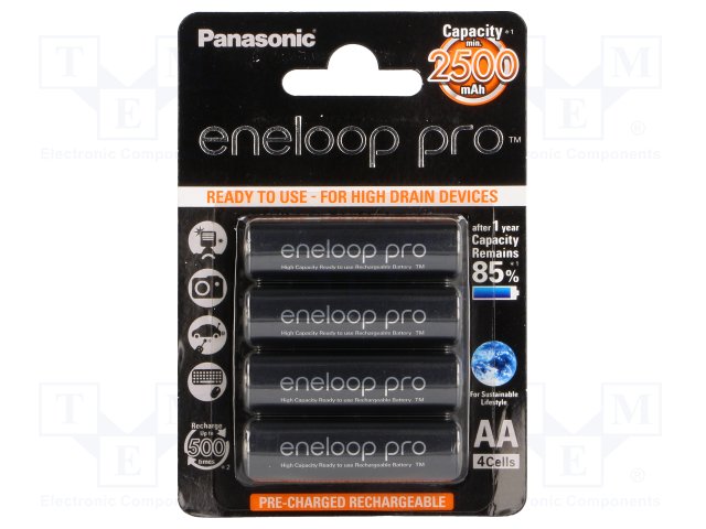 Eneloop Pro 4x HR6/AA 2500mAh BK-3HCDE/4BE Panasonic image